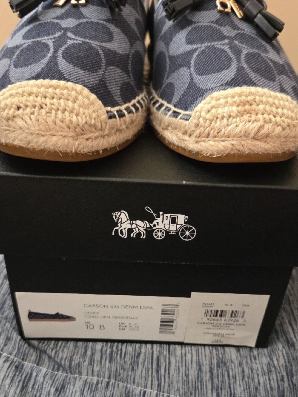 Coach Navy Signature Canvas Espadrilles with Gold Accents - Picture 2 of 5